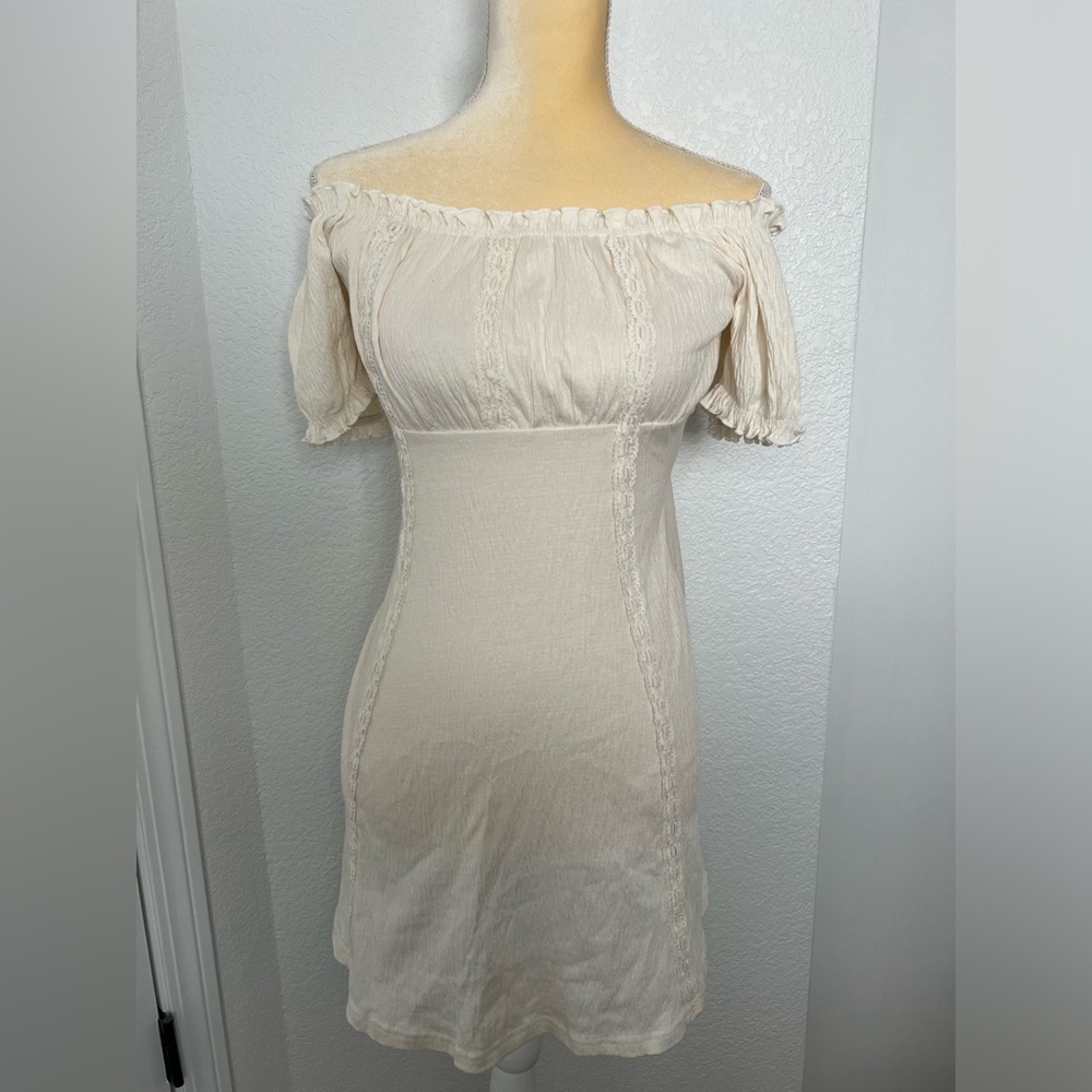ASOS Off the Shoulder Cream lace dress